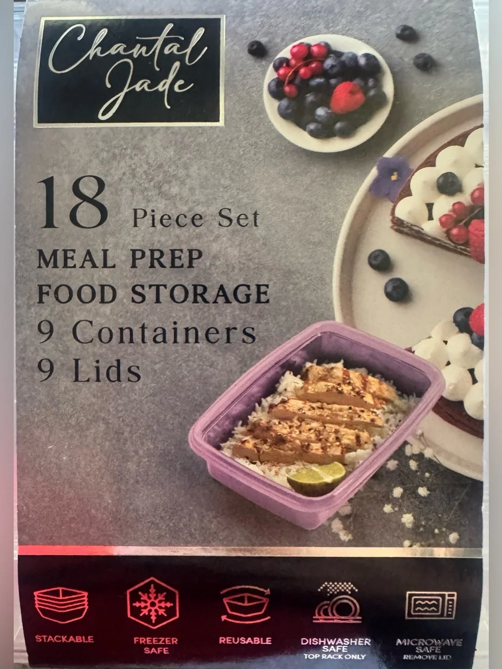 Purple Meal Prep Food Storage Container Set - 18 Piece